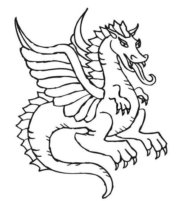 Beautiful Flying Dragon in Chinese Symbols Coloring Page