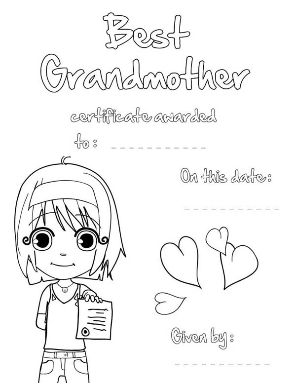 Best Grandmother in Gran Parents Day Coloring Page