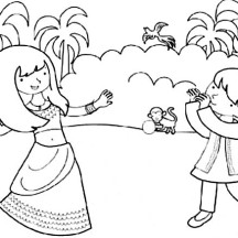 Brother and Sister Celebrate Diwali Coloring Page