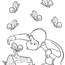 Curious George Curious about Butterfly Coloring Page