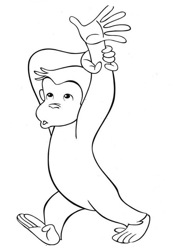 Curious George Lift His Hand Coloring Page