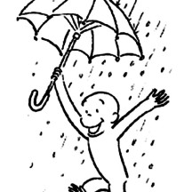Curious George Play in the Rain Coloring Page
