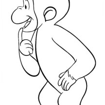 Curious George is Thinking Coloring Page