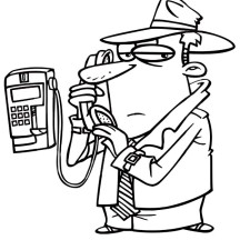 Detective Make Phone Call Coloring Page