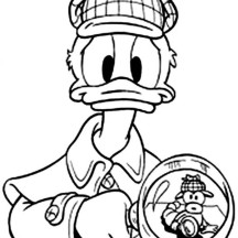 Detective Sherlock Donald Duck Coloring Page