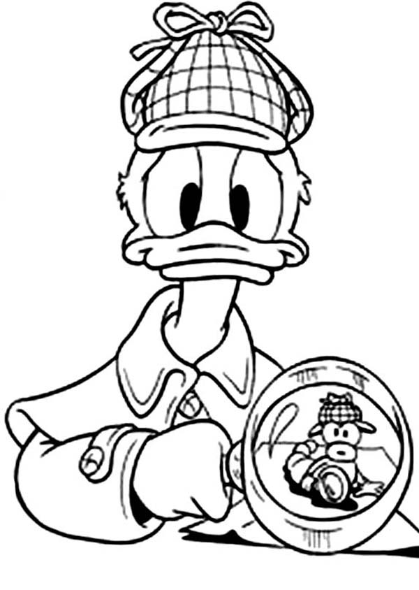 Detective Sherlock Donald Duck Coloring Page