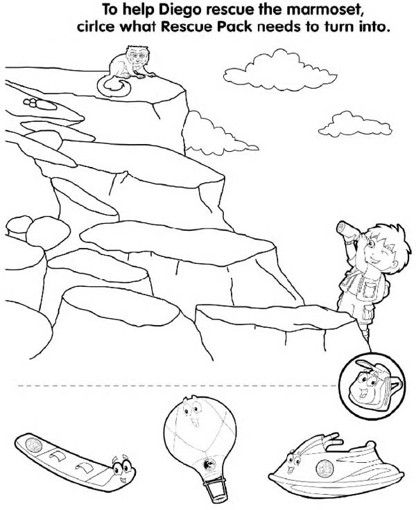 Diego Rescue the Marmoet in Go Diego Go Coloring Page