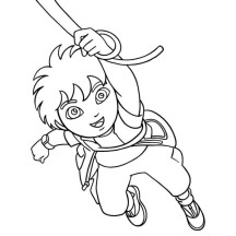 Diego Swinging on Rope in Go Diego Go Coloring Page