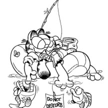 Do Not Disturb Garfield while He is Fishing Coloring Page