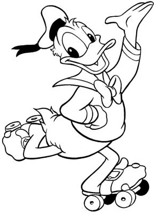 Donald Duck Play Roller Skate Coloring Pages