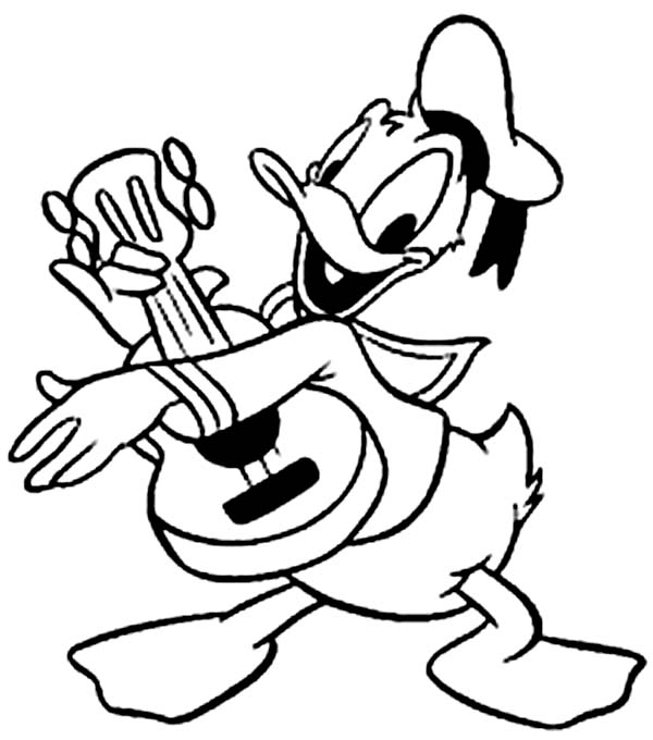 Donald Duck Playing Guitar Coloring Pages