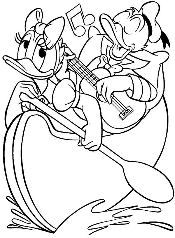 Donald Duck Sing a Song for Deasy Coloring Pages