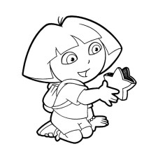 Dora Holding Star in Dora the Explorer Coloring Page