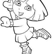 Dora Play Ice Skating in Dora the Explorer Coloring Page