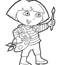 Dora Want to Paint in Dora the Explorer Coloring Page