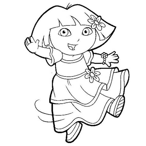 Dora is Dancing in Dora the Explorer Coloring Page