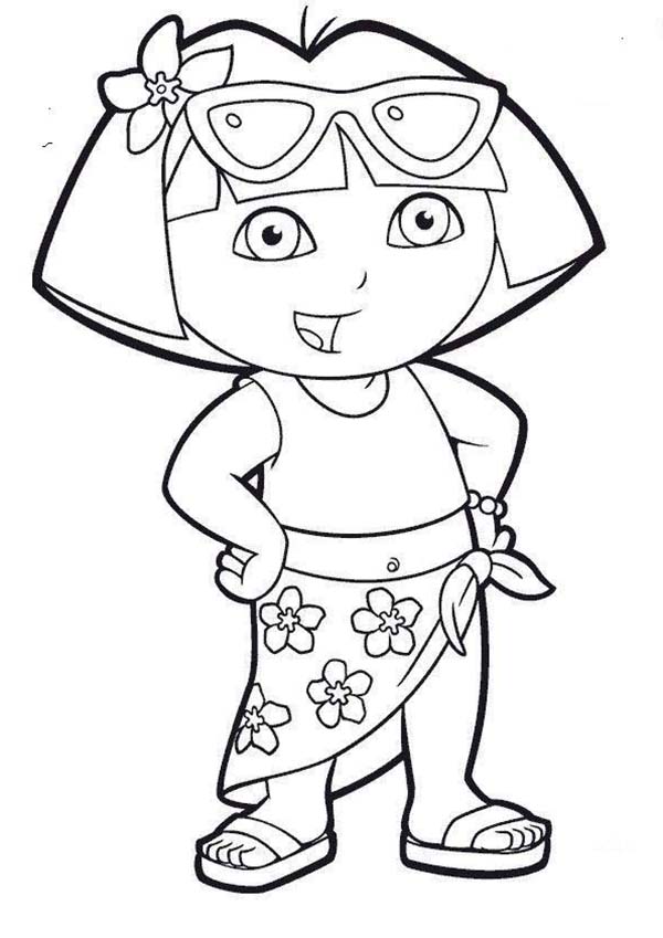 Dora is on Vacation in Dora the Explorer Coloring Page