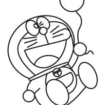 Doraemon Holding Balloon Coloring Pages