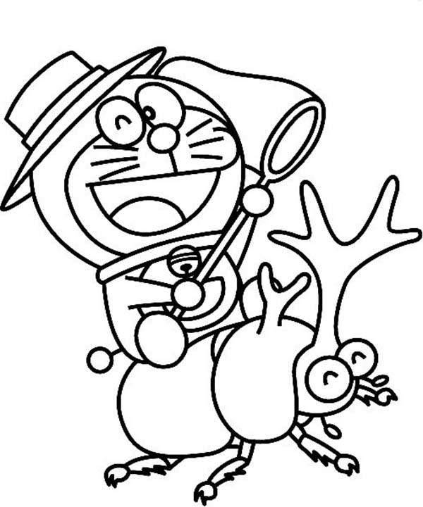 Doraemon Play with Beetle Coloring Pages