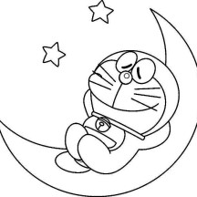 Doraemon Sleep on Moons Coloring Pages