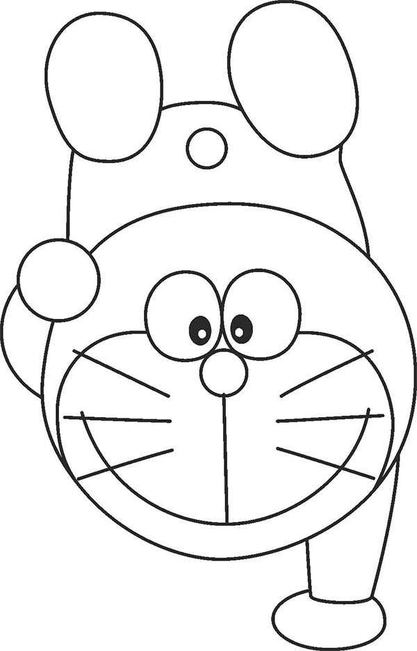 Doraemon Standing with One Hand Coloring Pages