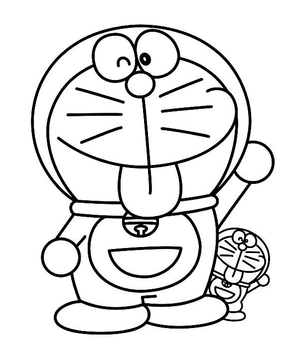 Doraemon with Little Twins of Him Coloring Pages