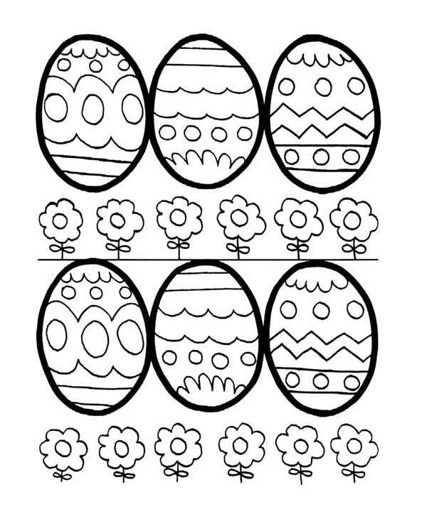 Easter Eggs and Flowers Coloring Page