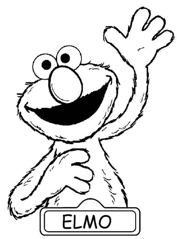 Elmo Raise His Hand Coloring Page