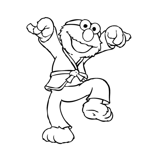Elmo the Karate Kid Coloring Page
