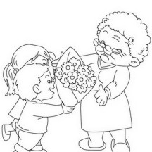 Flower Bouquet for Grandma on Gran Parents Day Coloring Page