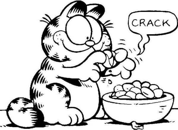 Garfield Eating Peanut Coloring Page