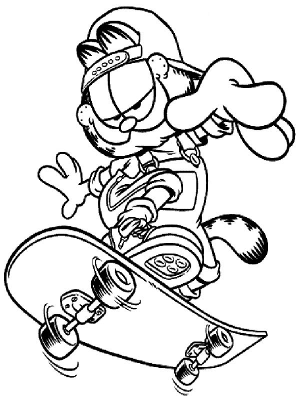 Garfield the Skater Coloring Page