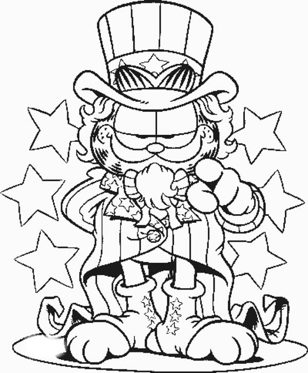 Garfield the Uncle Sam Coloring Page