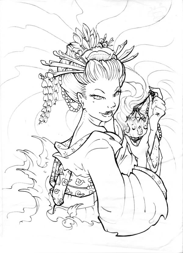 Geisha Love Poison Coloring Page