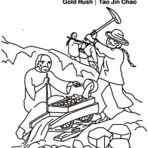 Gold Rush in Chinese Symbols Coloring Page