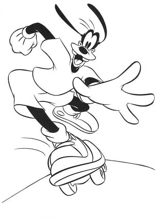 Goofy Playing Skare Board Coloring Page