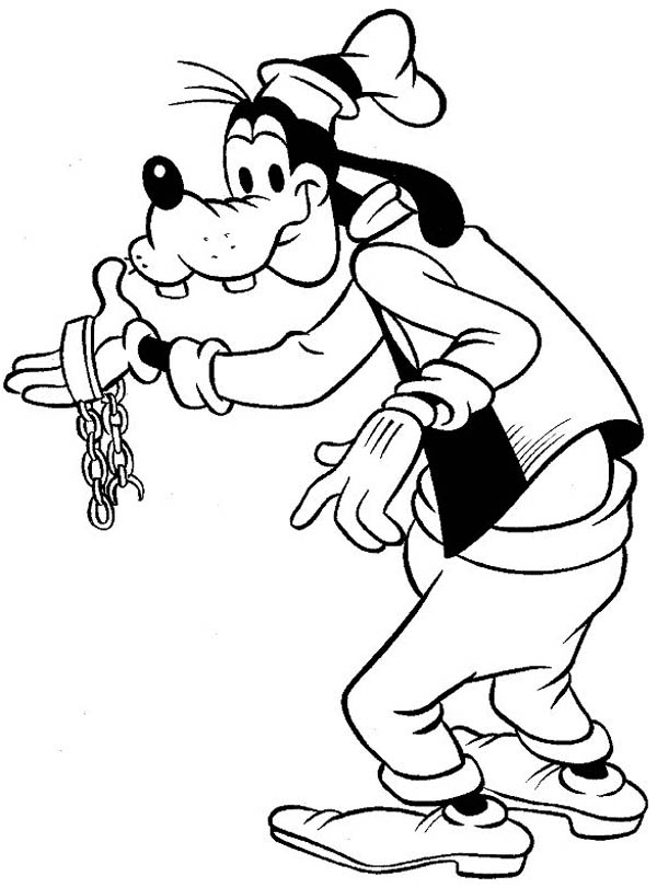 Goofy Release from Handcuff Coloring Page