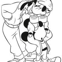 Goofy and Micky Mouse with Binocular Coloring Page