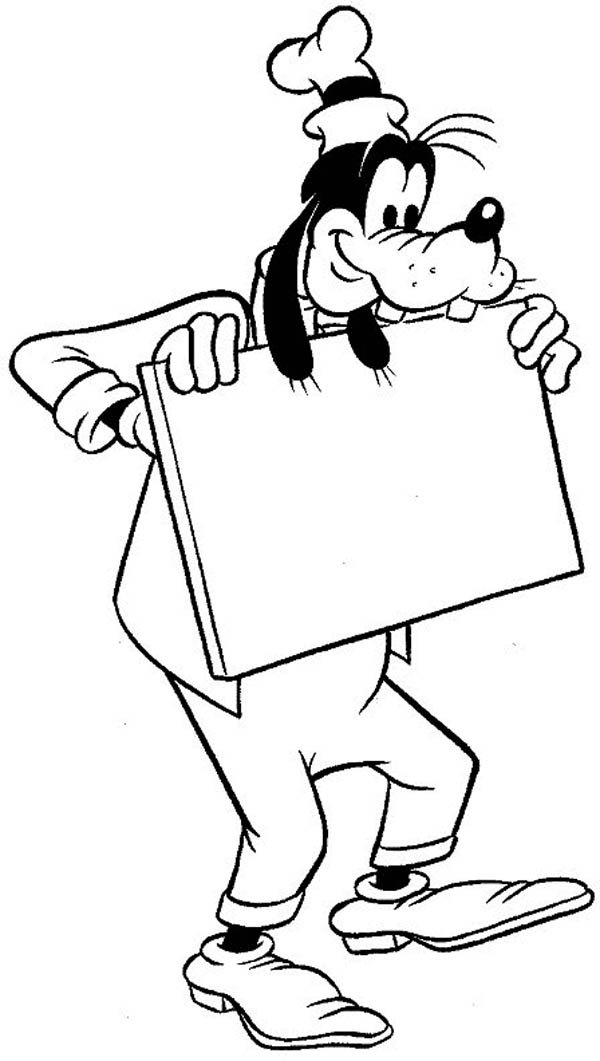 Goofy with Blank White Board Coloring Page