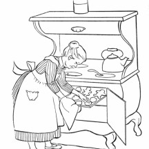 Grandma Cooking for in Gran Parents Day Coloring Page