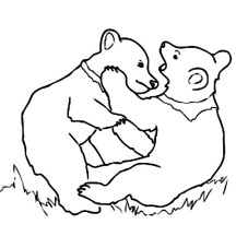 Grizzly Bear Cubs Playing Coloring Page