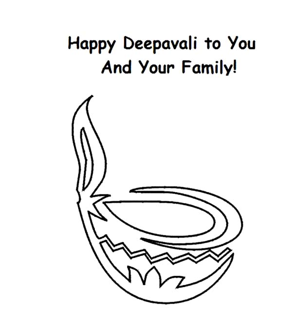 Happy Diwali for You and Your Family Coloring Page