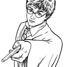 Harry Potter Pointing His Magic Wand Coloring Page