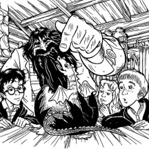 Harry Potter and Friends Saw Hagrid Baby Dragon Coloring Page