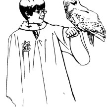 Harry Potter and Her Owl Hedwig Coloring Page