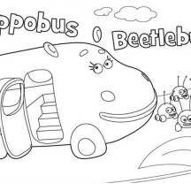 Hippobus and Beetlebugs from Jungle Junction Coloring Page