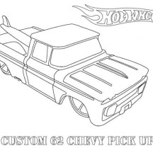 Hot Wheels Custom 62 Chevy Pick Up Coloring Page