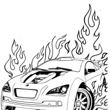 Hot Wheels is on Fire Coloring Page