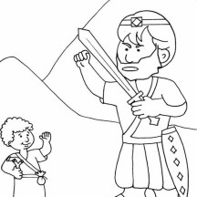 How to Draw David versus Goliath in the Bible Heroes Story Coloring Page