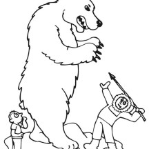 Human Hunting Bear Coloring Page